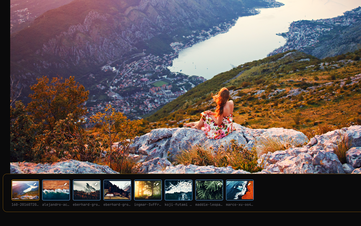 Darkslide filmstrip with a batch of images selected