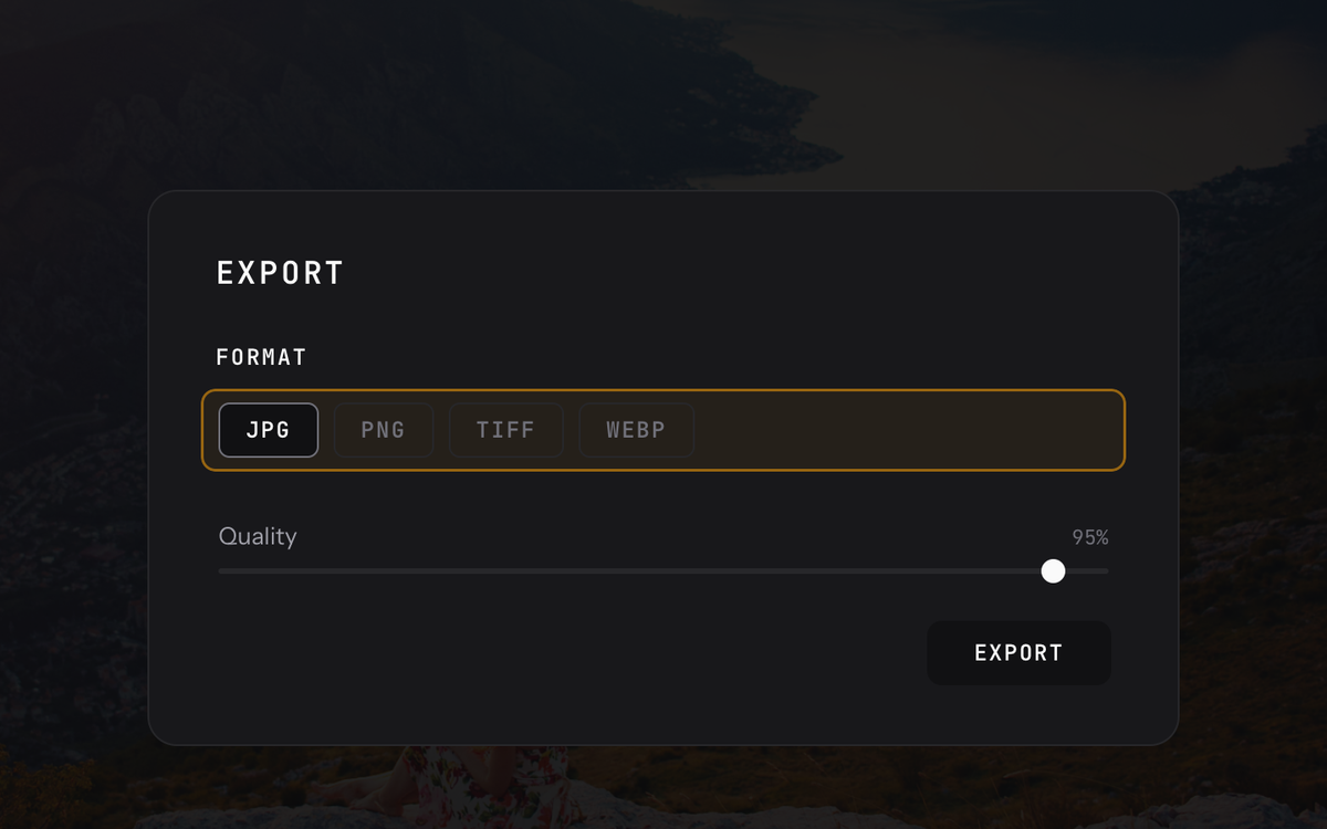 Darkslide export dialog
