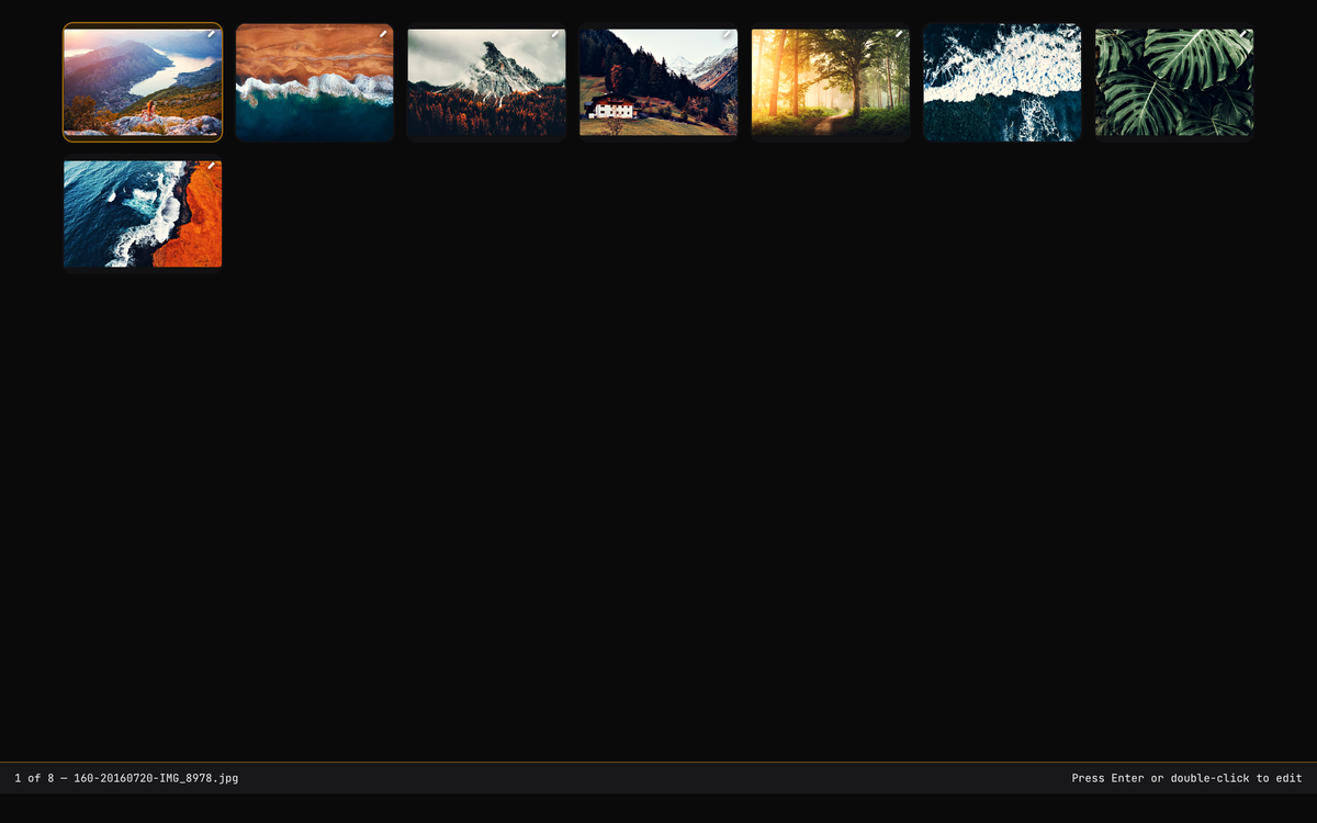 Darkslide fullscreen filmstrip grid
